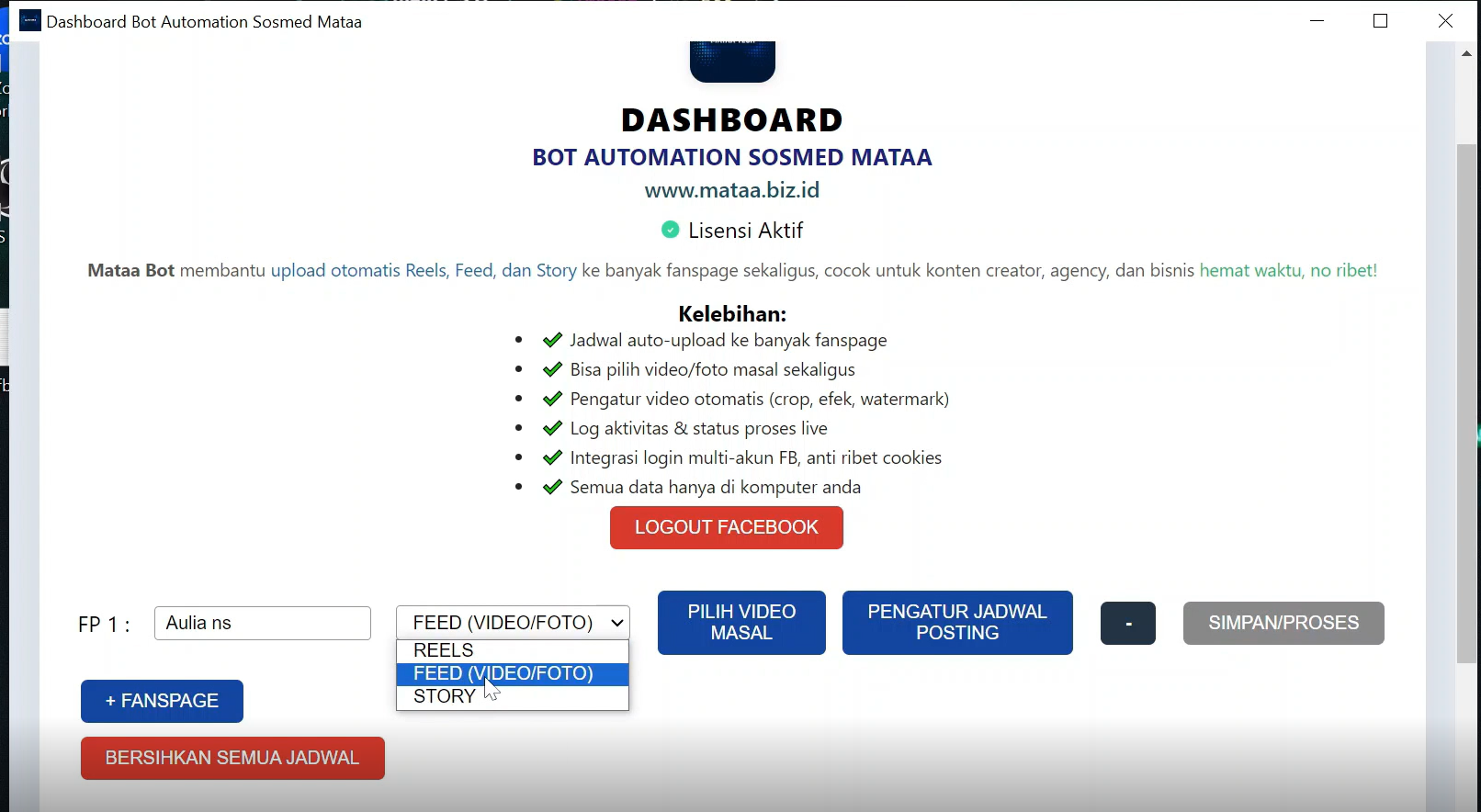 Mataa Bot Sosmed – Otomasi Upload & Penjadwalan Konten